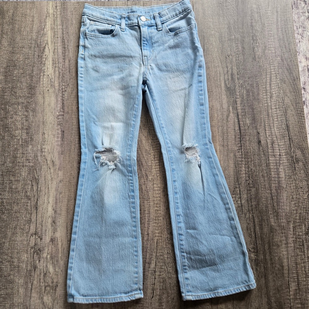 Old Navy Girls Light Wash High Rise Distressed Flare Jeans Size 10 730769-00